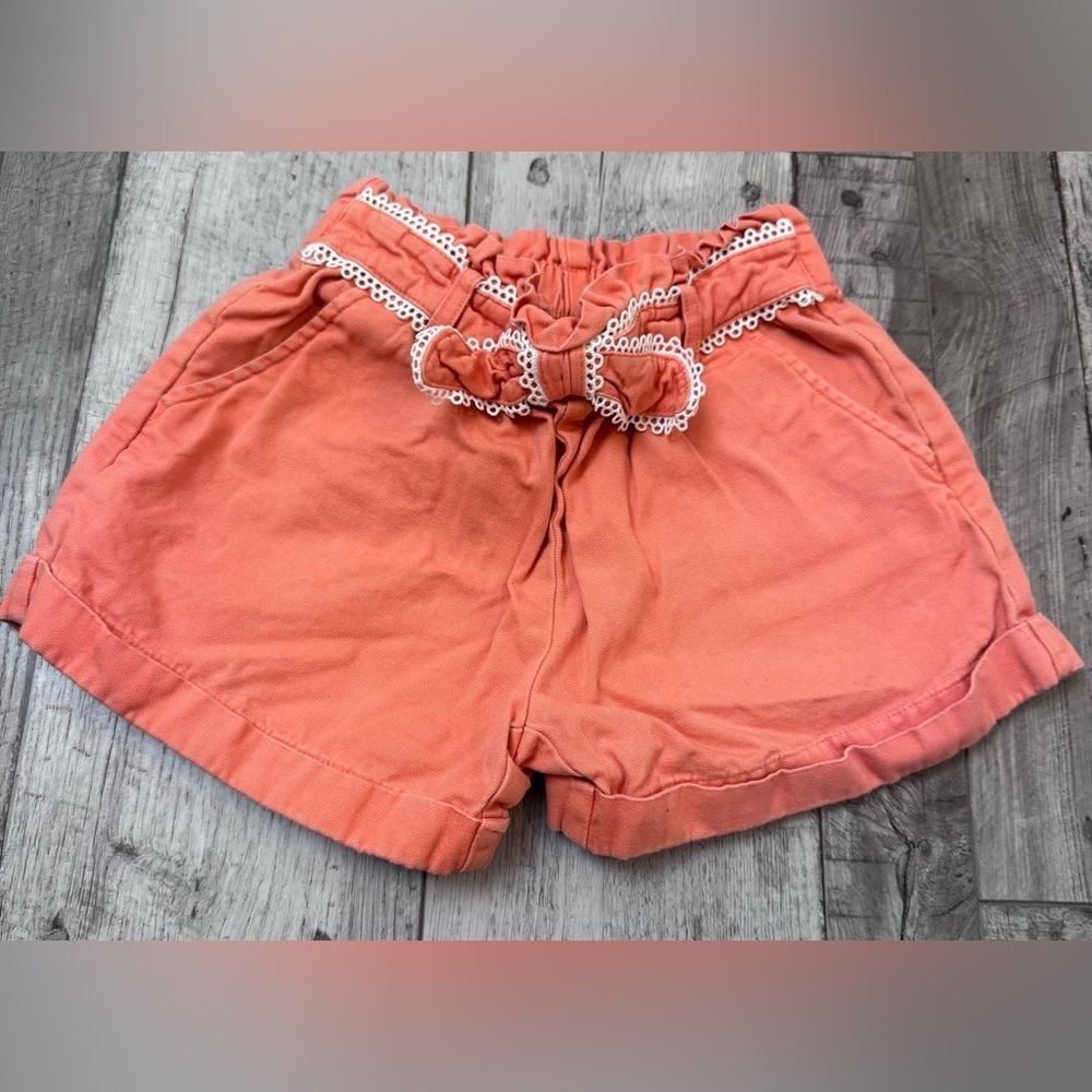 Janie And Jack Paperbag Shorts Girl's 7 Bali Sunset Circle Trim Canvas Cuffed